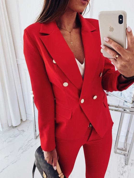 High Quality Blazer Metal Buckle Double Breasted Small Suit - melvincucci