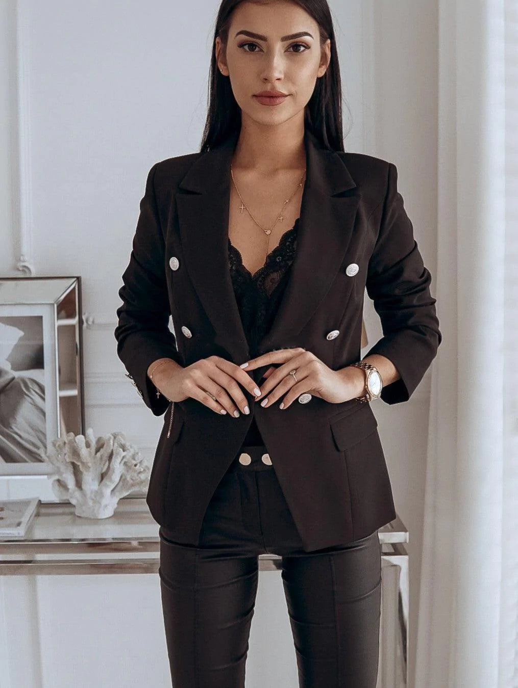 High Quality Blazer Metal Buckle Double Breasted Small Suit - melvincucci