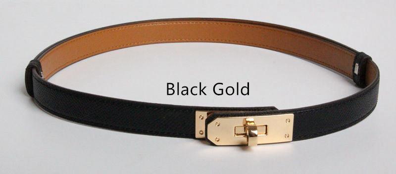 High Quality Women Real Leather 1.8cm Width Belts Golden - melvincucci