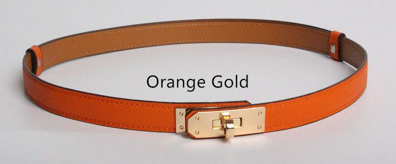 High Quality Women Real Leather 1.8cm Width Belts Golden - melvincucci