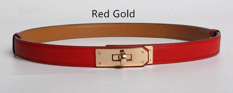 High Quality Women Real Leather 1.8cm Width Belts Golden - melvincucci