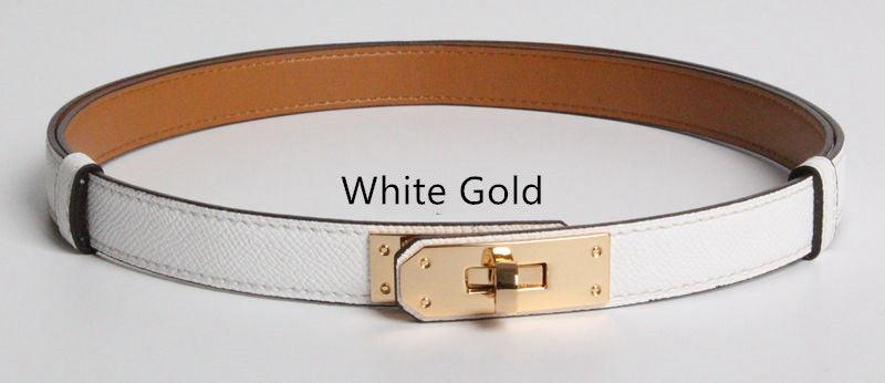 High Quality Women Real Leather 1.8cm Width Belts Golden - melvincucci