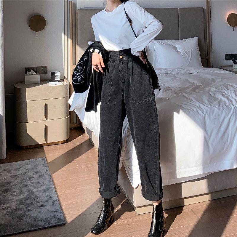 High Waist Denim Straight Wide Leg Pants Women Retro - melvincucci