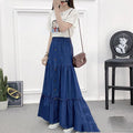High Waist Slim Long Denim Single-breasted Stitching Large Skirt Women - melvincucci