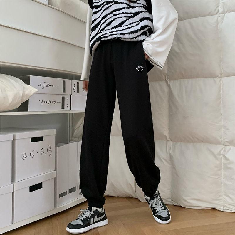 High waist slimming embroidered feet all-match pant sports - melvincucci