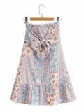 Holiday Style Pleated Bow Ruffle Skirt Printed Pleated Skirt Women - melvincucci