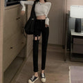 Hollow Tide High Waist Slimming Denim Daddy Pants Women - melvincucci