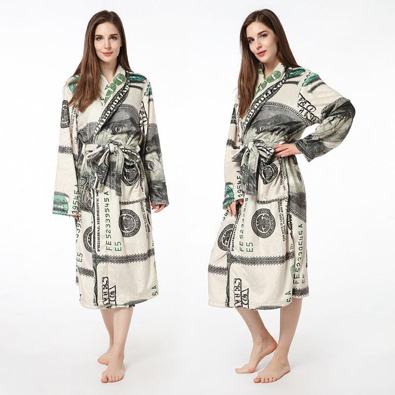 Home Furnishing Warm Nightgown Flannel Personalized Bathrobe - melvincucci