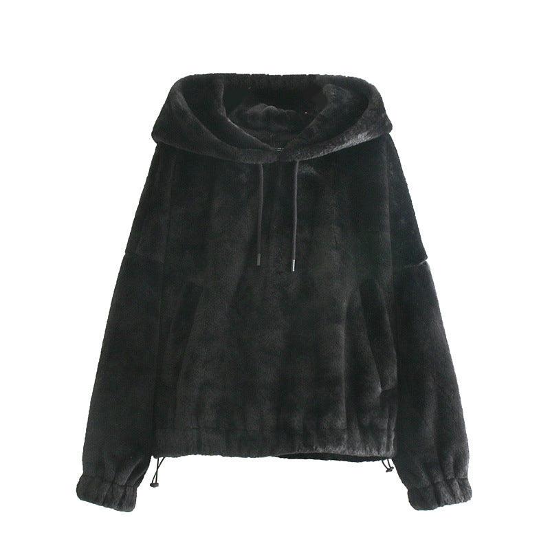 Hoodies Sweatshirts TRAF Pullovers Pockets Teddy Long-Sleeve Female Vintage Women Fashion - melvincucci