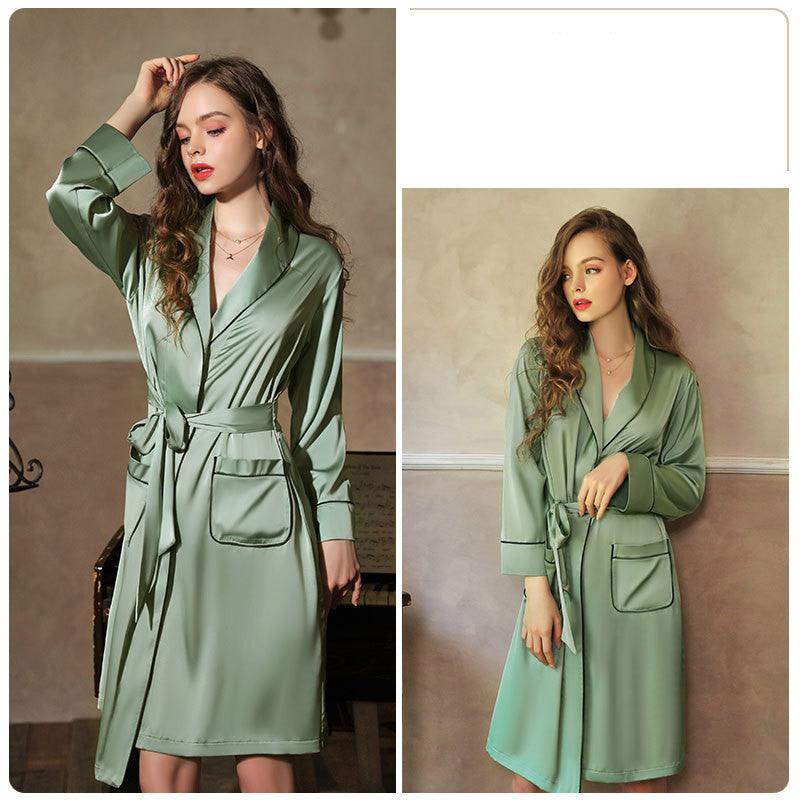 Imitation Silk Nightgown Bathrobe Home Service - melvincucci