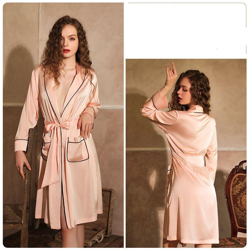 Imitation Silk Nightgown Bathrobe Home Service - melvincucci