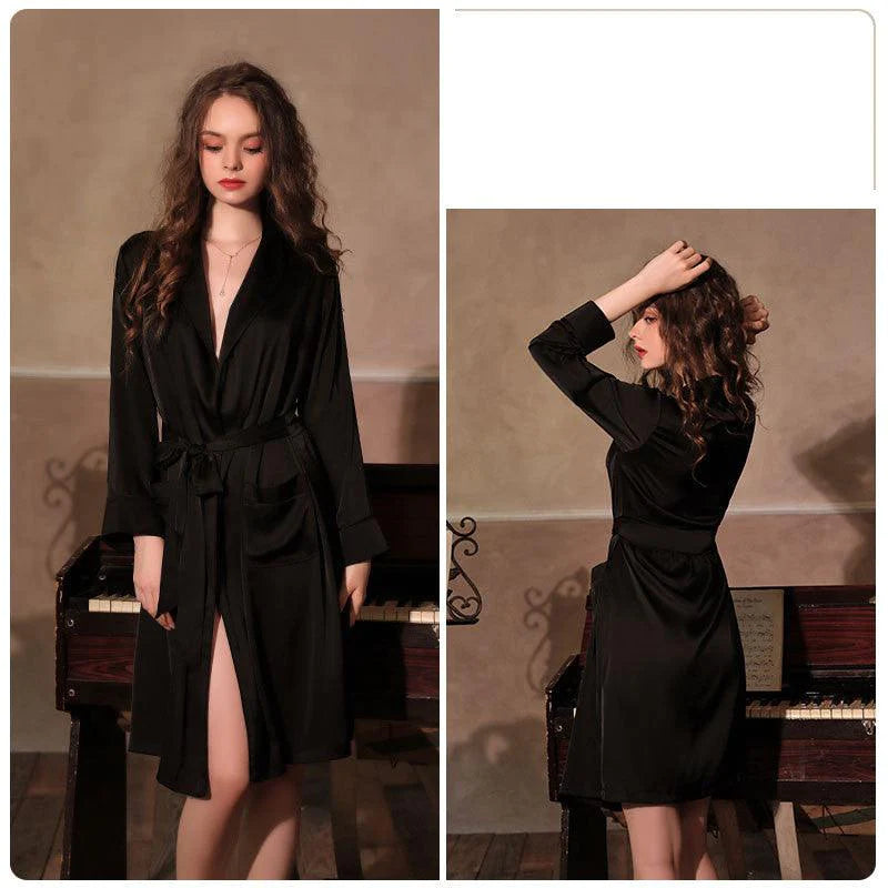Imitation Silk Nightgown Bathrobe Home Service - melvincucci