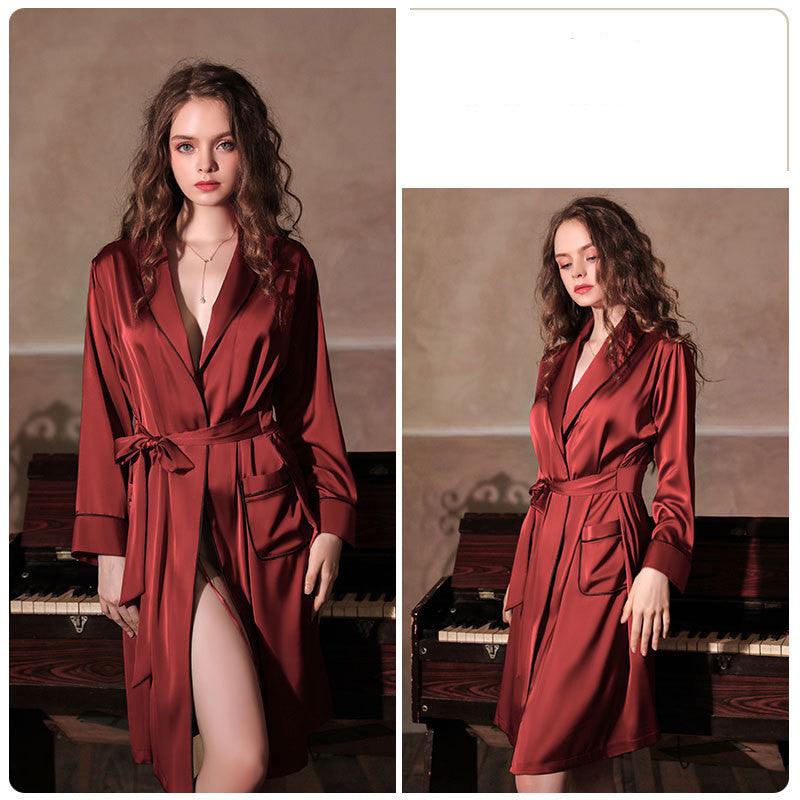 Imitation Silk Nightgown Bathrobe Home Service - melvincucci