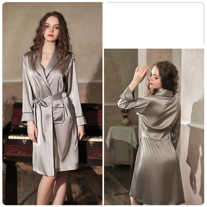 Imitation Silk Nightgown Bathrobe Home Service - melvincucci