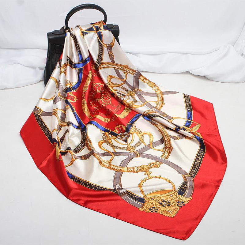 Imitation Silk Scarf Women Classic Belt Printing - melvincucci