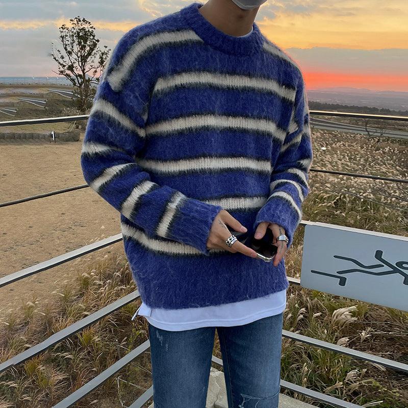 INS Lazy Style Striped Sweater Men's Knitwear - melvincucci