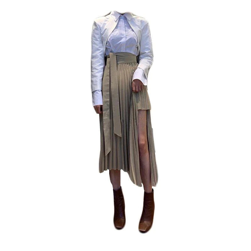 Irregular High Waist Pleated Skirt Women - melvincucci