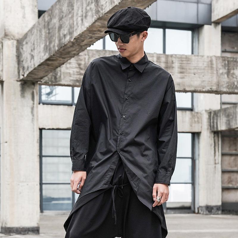 Irregular mid-length men's long-sleeved shirt - melvincucci
