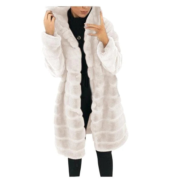 Jacket Winter White Big Solid Jackets For Women Long Coat - melvincucci