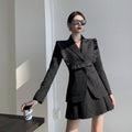 Jacquard Wood Ear Suit Long-sleeved Suit Women Retro Temperament Skirt - melvincucci