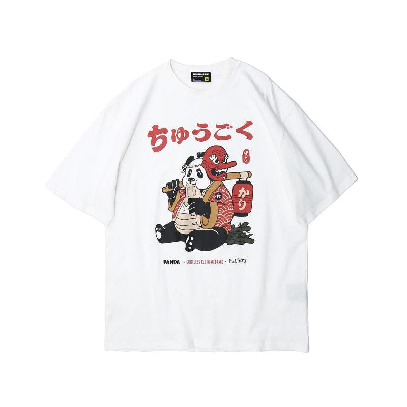 Japanese panda print T-shirt men and women - melvincucci