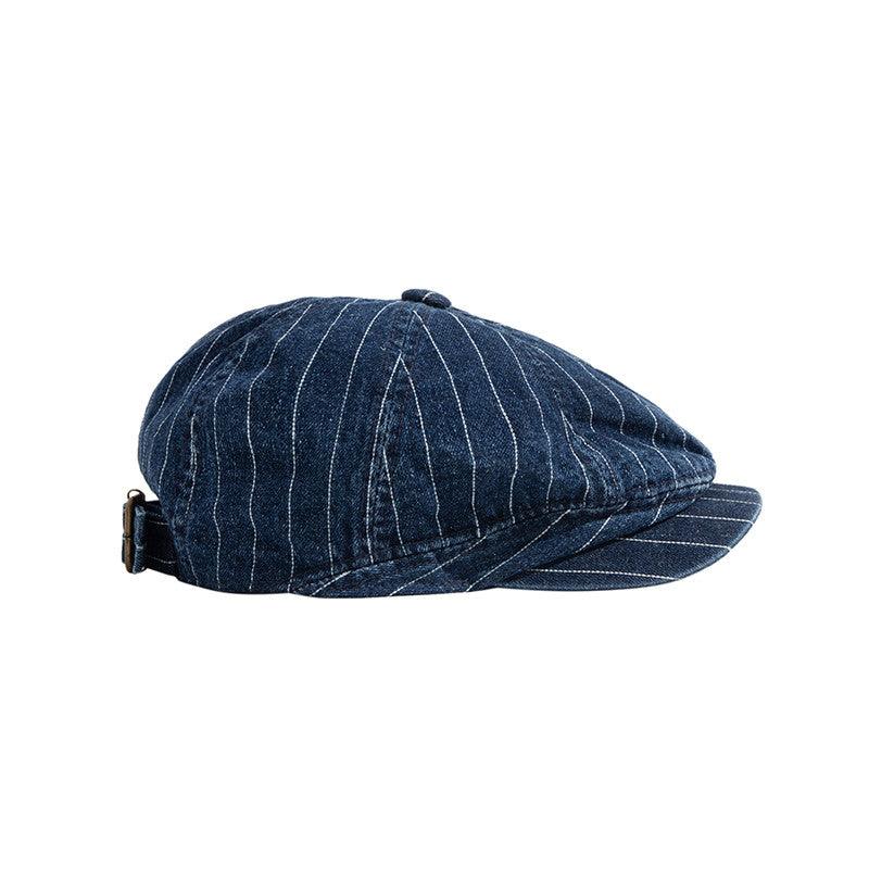 Japanese Retro Washed Denim Casual Striped Cap Women - melvincucci