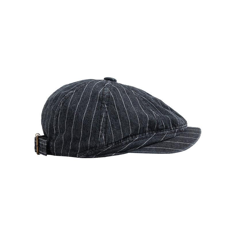 Japanese Retro Washed Denim Casual Striped Cap Women - melvincucci