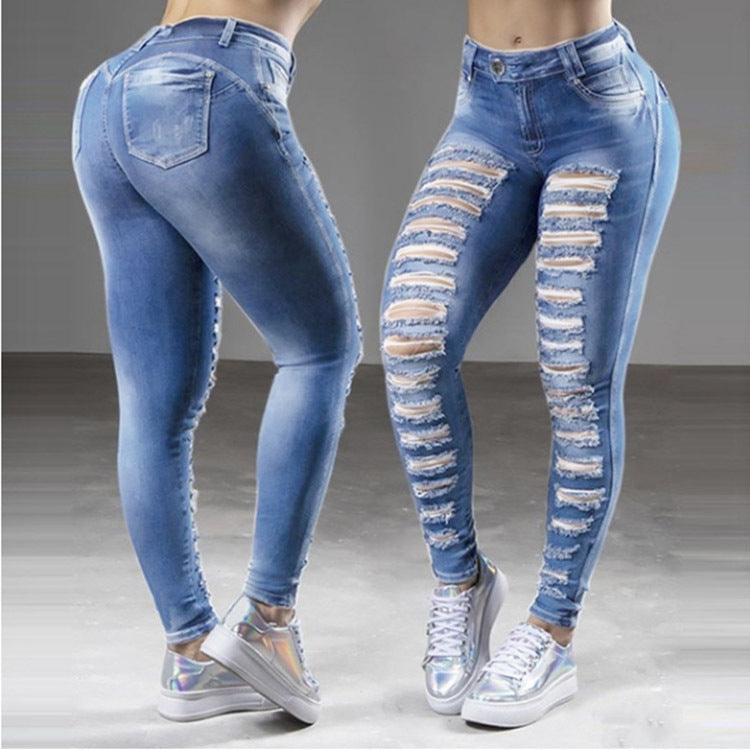 Jeans Street Cotton Denim Dark High Waist Blue Trousers Women - melvincucci