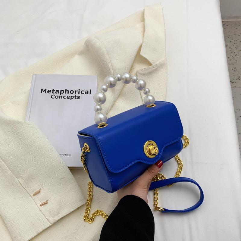 Kawaii Mini Tote PU Leather Flap Crossbody Bag With Pearl Short Handle 2022 Summer Women's Designer Handbag Luxury Shoulder Bags - melvincucci