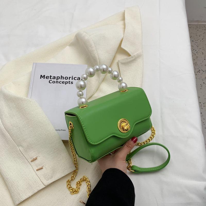 Kawaii Mini Tote PU Leather Flap Crossbody Bag With Pearl Short Handle 2022 Summer Women's Designer Handbag Luxury Shoulder Bags - melvincucci