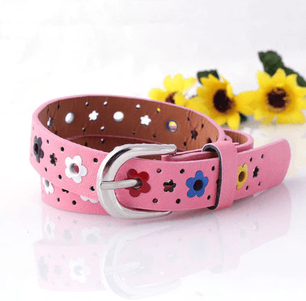 kids PU leather belts women hot fashion flower buckle belt Kids Waist Belt - melvincucci