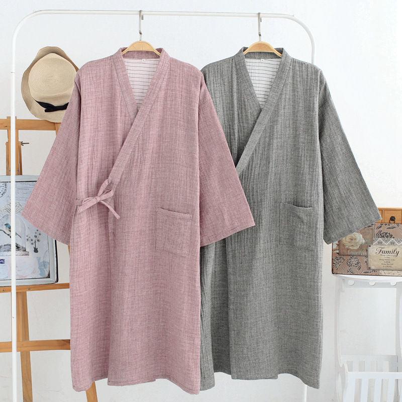 Kimono, Bathrobe, Gauze, Home Wear, Japanese Steamed Thin Night Gown - melvincucci