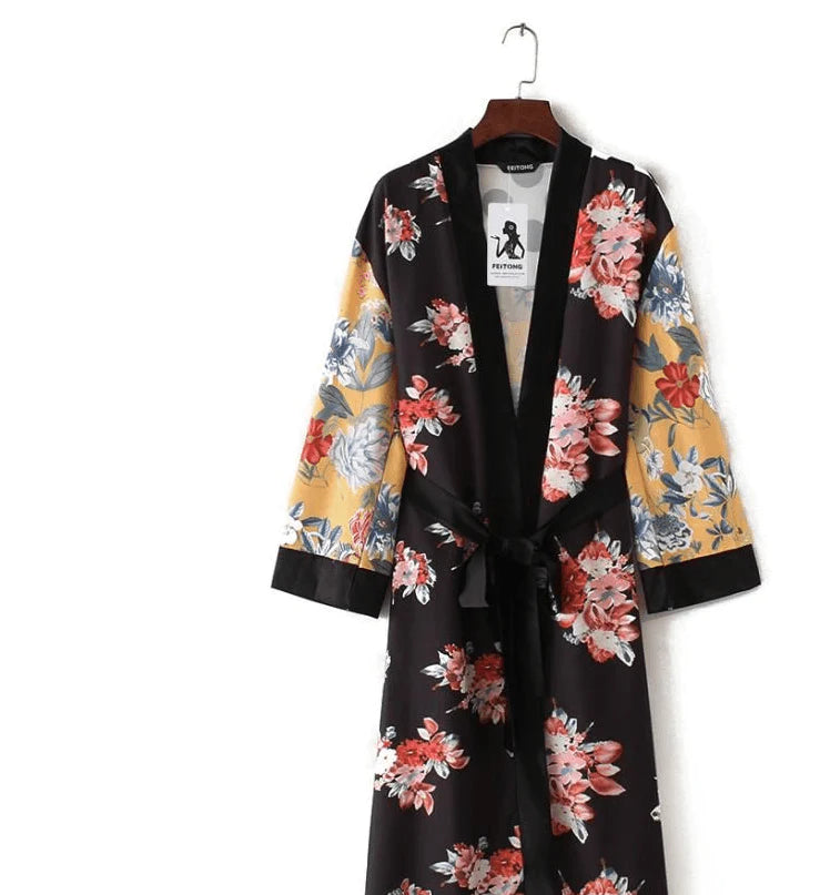Kimono Cardigan Printed Floral Sexy Beachwear - melvincucci