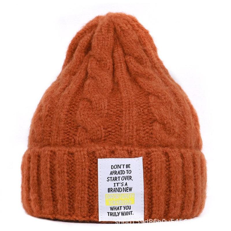 Knitted Hat Men and Women Candy Color Woolen Hat Neutral Elastic Curling Cap - melvincucci