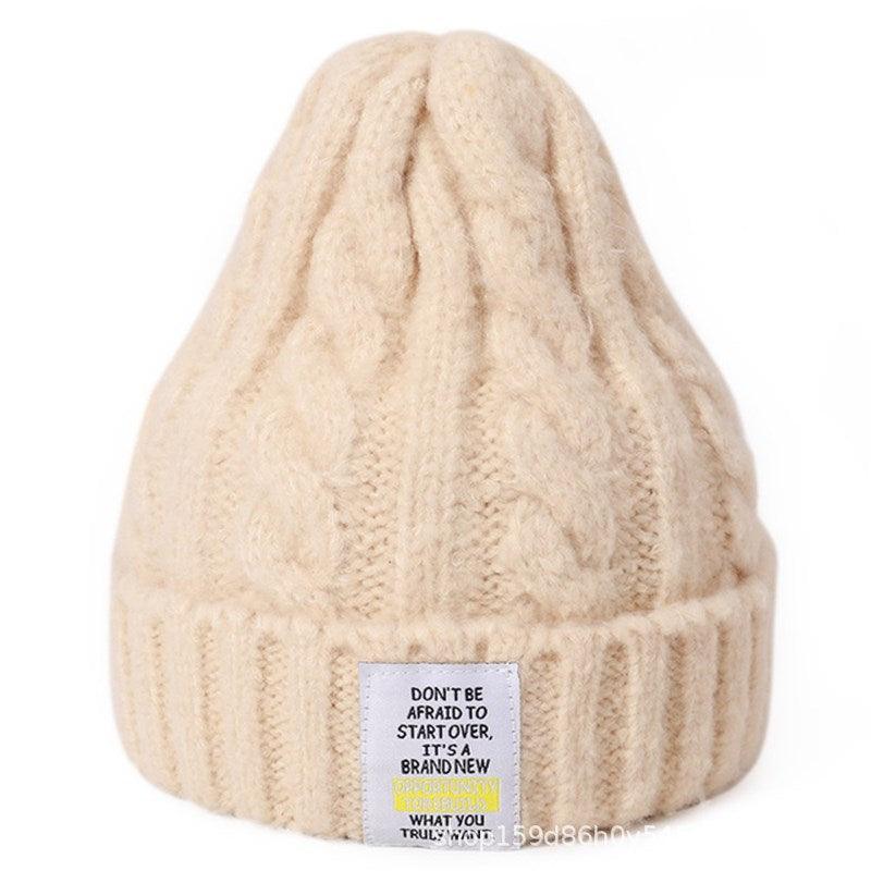 Knitted Hat Men and Women Candy Color Woolen Hat Neutral Elastic Curling Cap - melvincucci