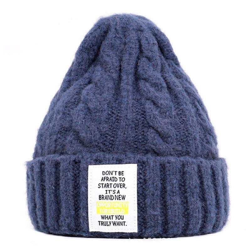 Knitted Hat Men and Women Candy Color Woolen Hat Neutral Elastic Curling Cap - melvincucci