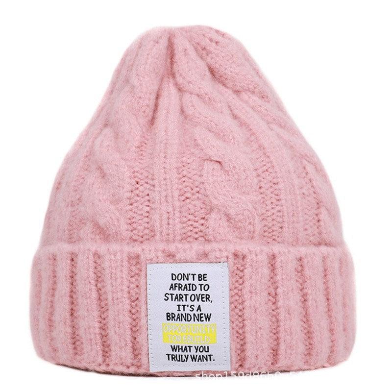 Knitted Hat Men and Women Candy Color Woolen Hat Neutral Elastic Curling Cap - melvincucci