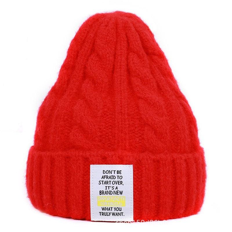 Knitted Hat Men and Women Candy Color Woolen Hat Neutral Elastic Curling Cap - melvincucci