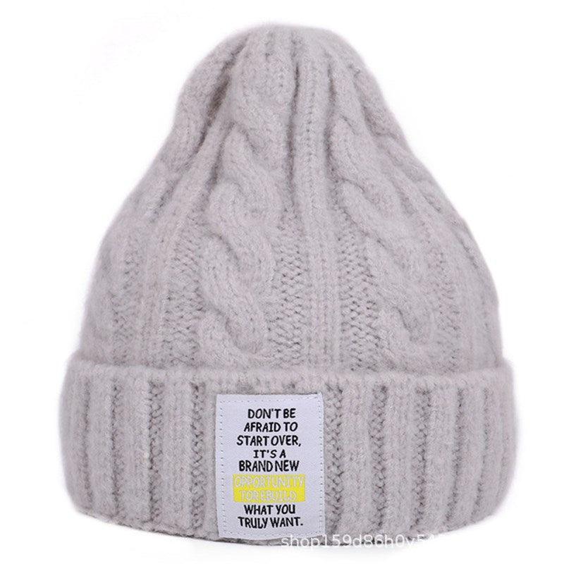Knitted Hat Men and Women Candy Color Woolen Hat Neutral Elastic Curling Cap - melvincucci