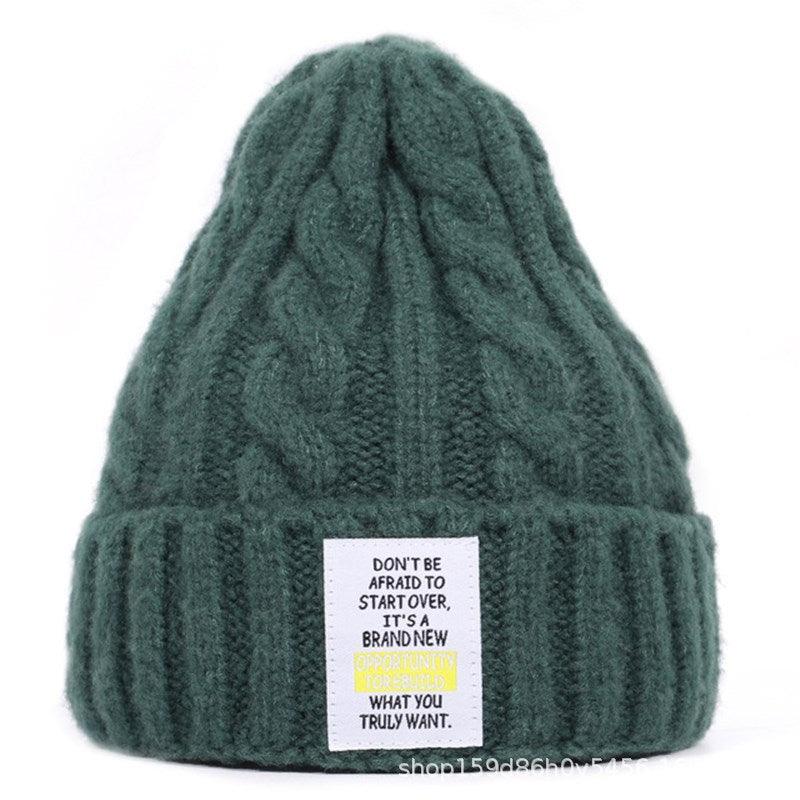 Knitted Hat Men and Women Candy Color Woolen Hat Neutral Elastic Curling Cap - melvincucci