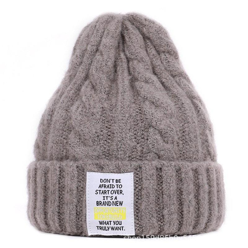 Knitted Hat Men and Women Candy Color Woolen Hat Neutral Elastic Curling Cap - melvincucci