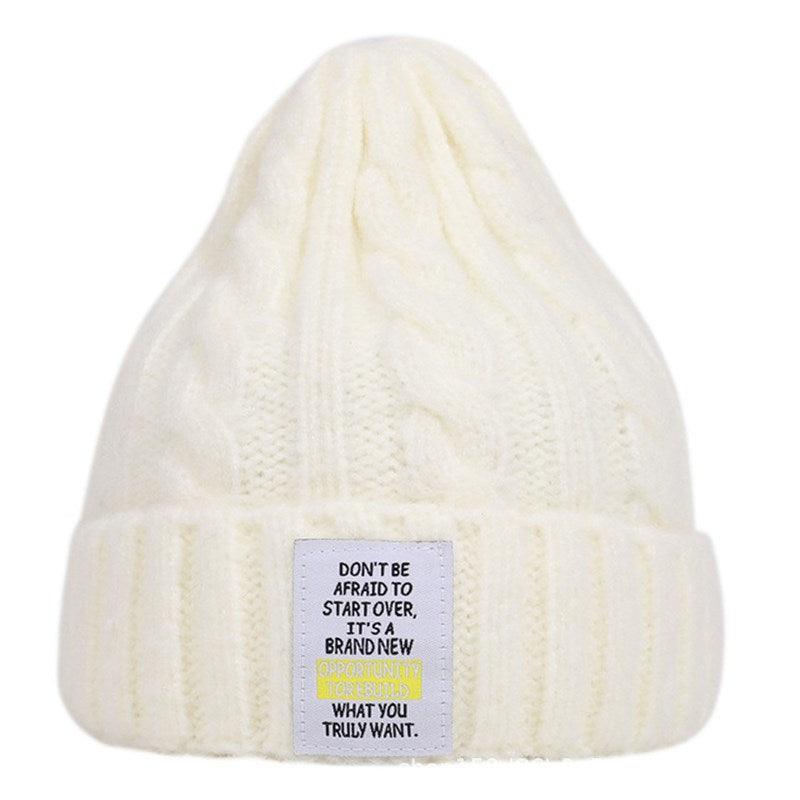 Knitted Hat Men and Women Candy Color Woolen Hat Neutral Elastic Curling Cap - melvincucci