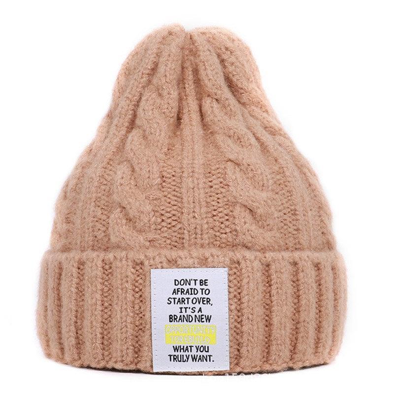 Knitted Hat Men and Women Candy Color Woolen Hat Neutral Elastic Curling Cap - melvincucci