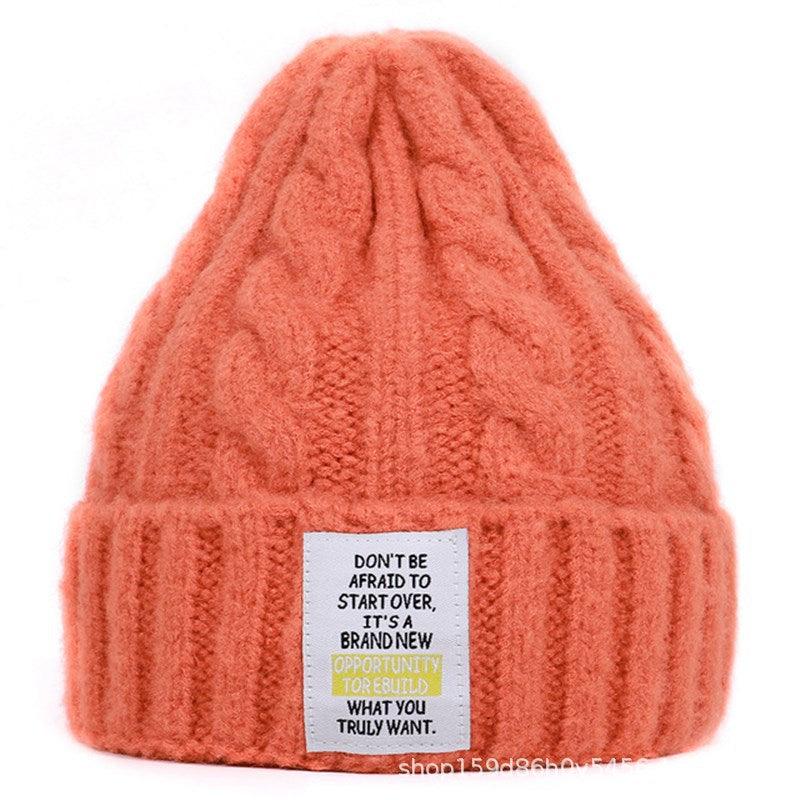 Knitted Hat Men and Women Candy Color Woolen Hat Neutral Elastic Curling Cap - melvincucci
