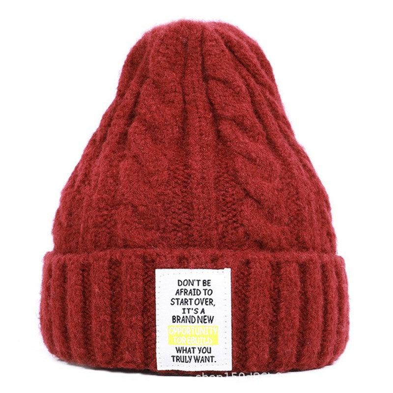 Knitted Hat Men and Women Candy Color Woolen Hat Neutral Elastic Curling Cap - melvincucci