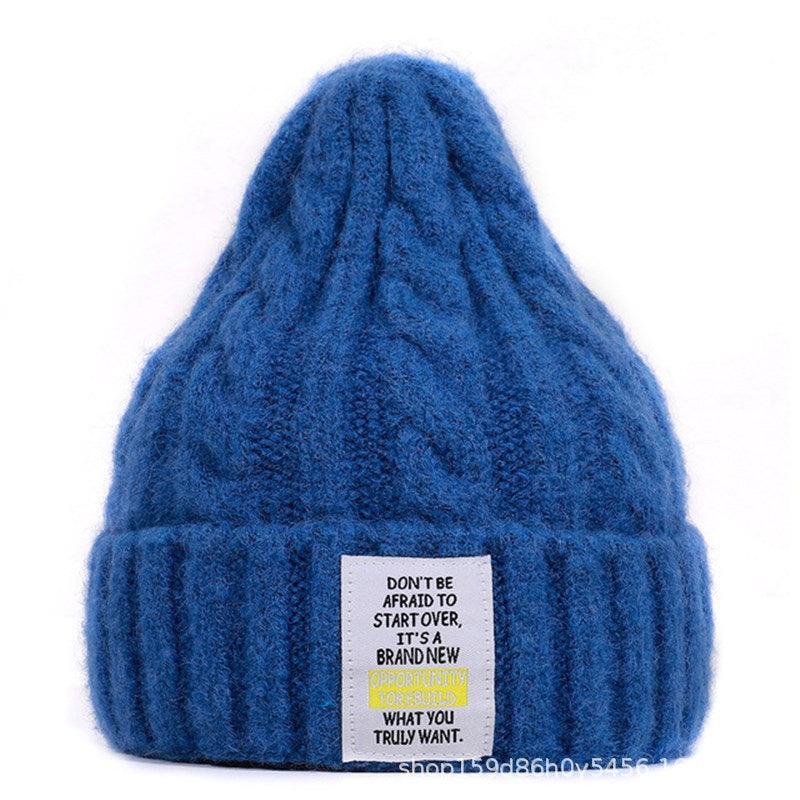 Knitted Hat Men and Women Candy Color Woolen Hat Neutral Elastic Curling Cap - melvincucci
