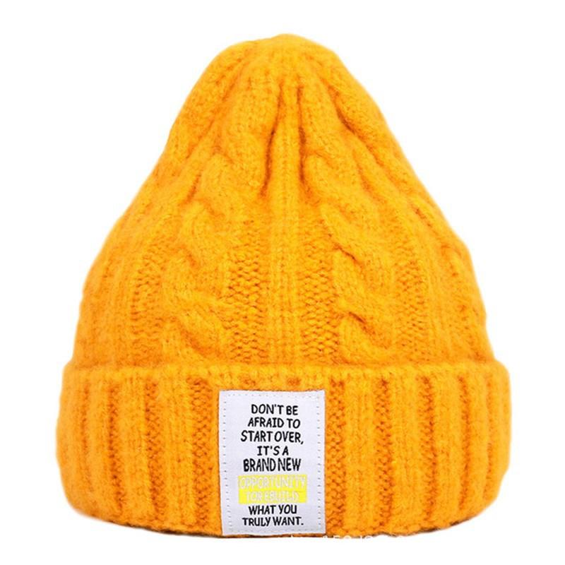 Knitted Hat Men and Women Candy Color Woolen Hat Neutral Elastic Curling Cap - melvincucci