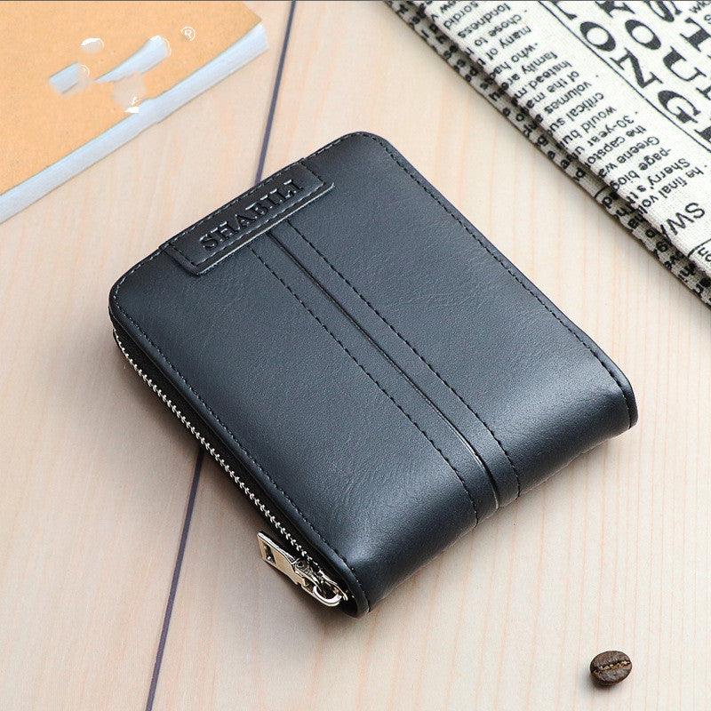 Korean fashion men''s short wallet classic popular horizontal large capacity zipper multi Card Business Wallet - melvincucci
