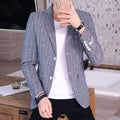 Korean Style Casual Suit Plaid Blazer - melvincucci