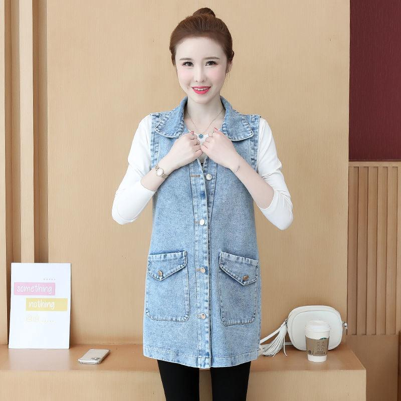 Korean Style Denim Vest Women Loose Mid-length Sleeveless Top - melvincucci